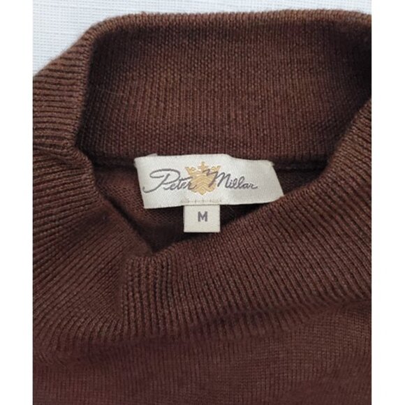 Peter Millar Brown Wool Silk Cashmere Mock-Neck Sweater Size M Old Money Layer - Picture 3 of 8